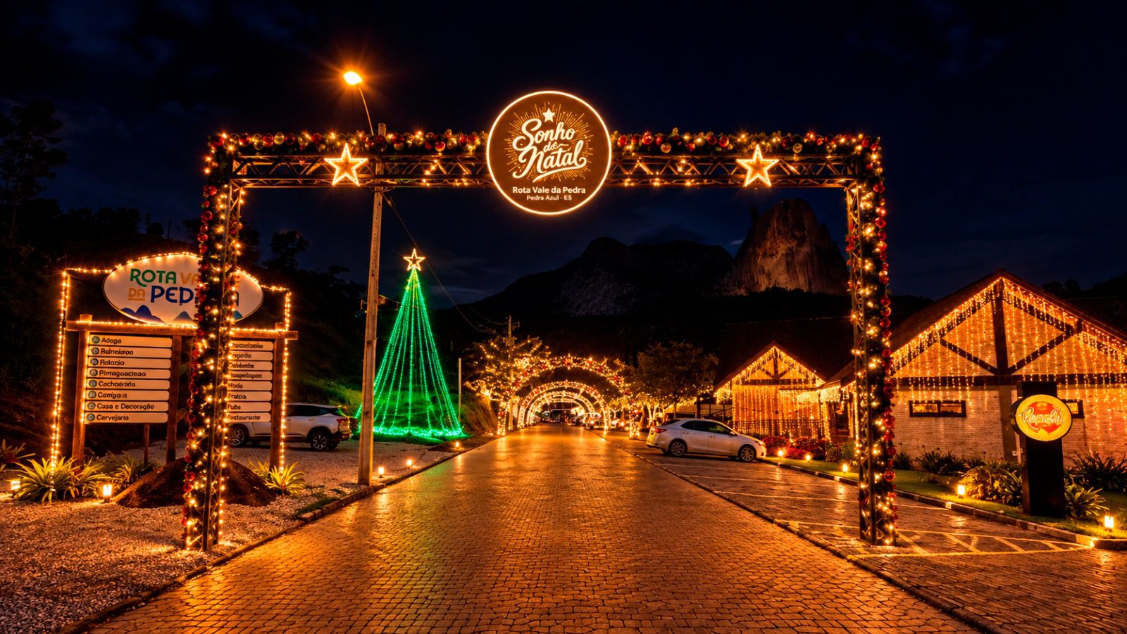 Pedra Azul terá o “Sonho de Natal – Rota Vale da Pedra” com iluminação temática e entrada franca