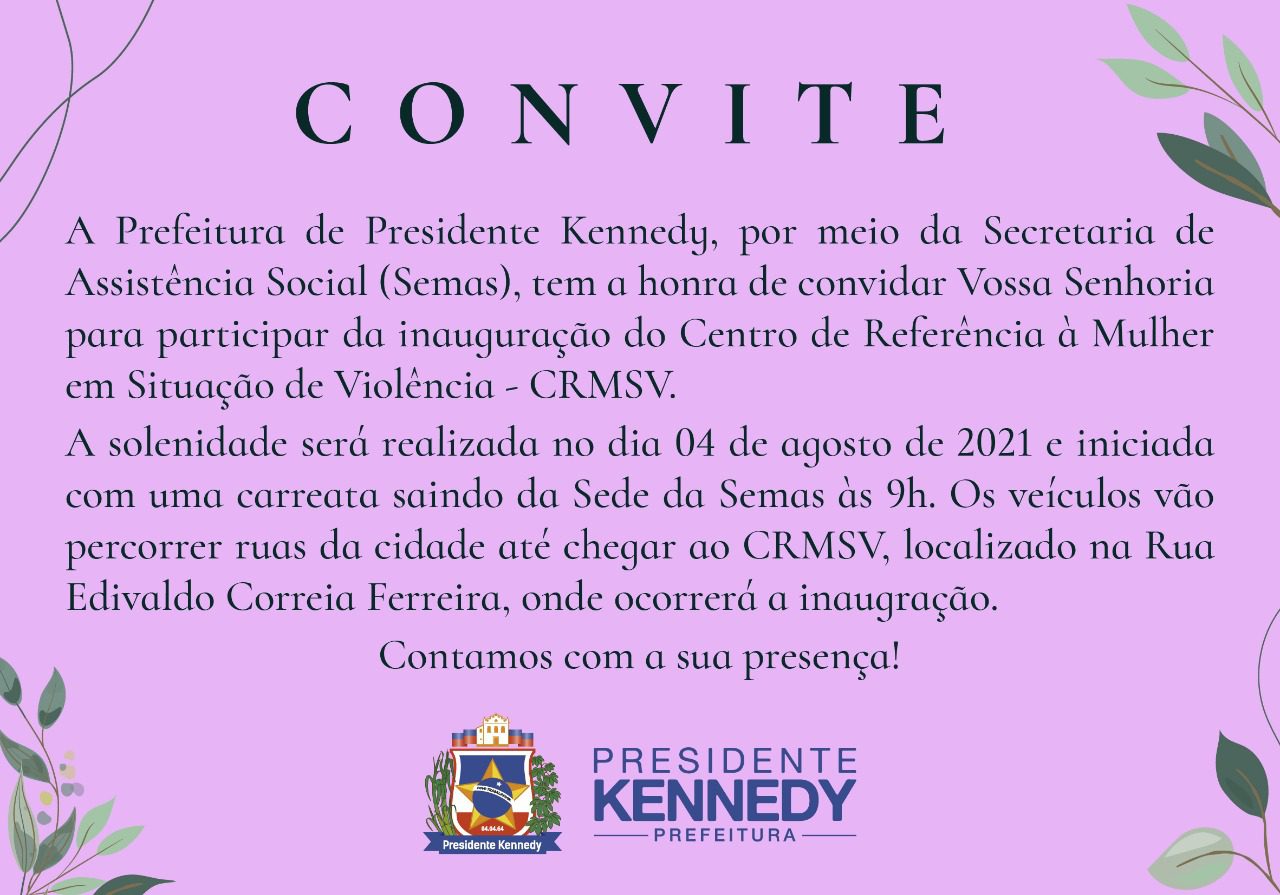 Presidente Kennedy: Centro de Referência à Mulher em Situação de Violência será inaugurado no município