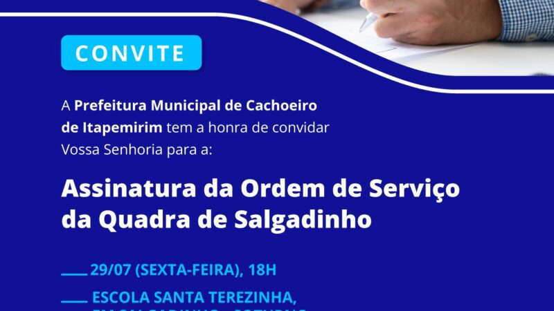 Prefeitura de Cachoeiro de Itapemirim convida população para assinatura de ordem de serviço