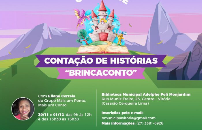 Em Vitória, Biblioteca Municipal recebe oficina de contação de histórias nos próximos dias 30 e 1º