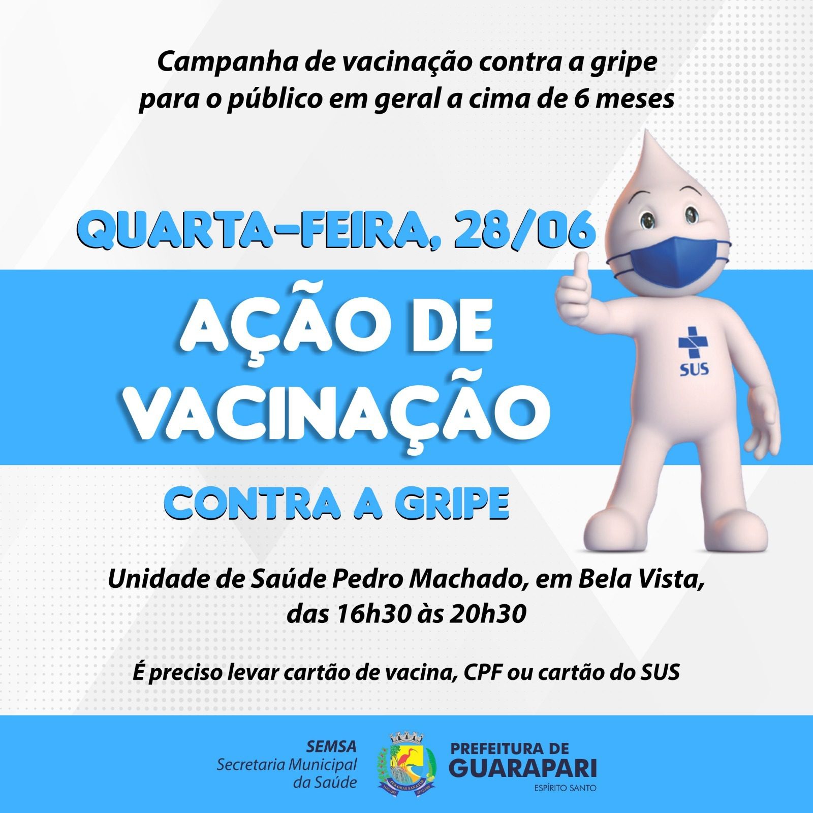 Prefeitura realiza ação de Vacinação Influenza, nesta quarta (28).