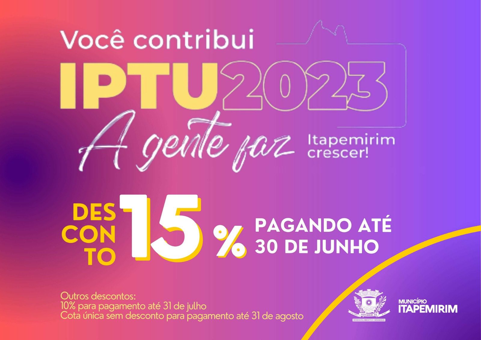 IPTU com desconto de 15% só até 30 de junho