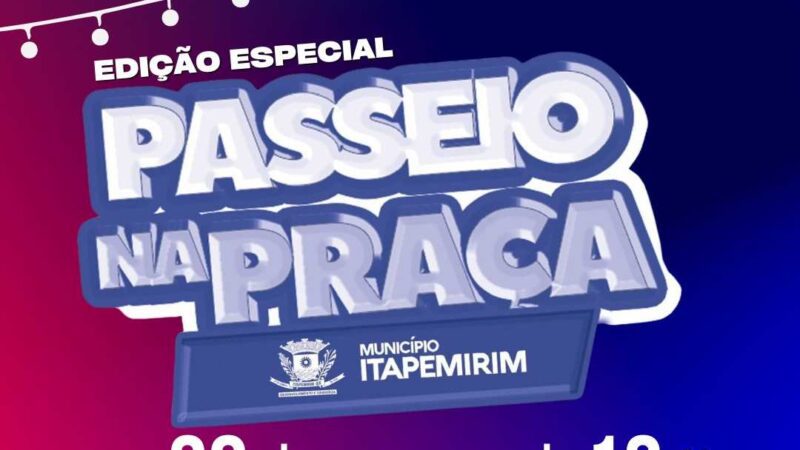 Passeio na praça especial nas comemorações de aniversário de Itapemirim