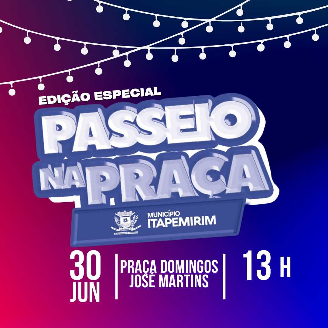 Passeio na praça especial nas comemorações de aniversário de Itapemirim